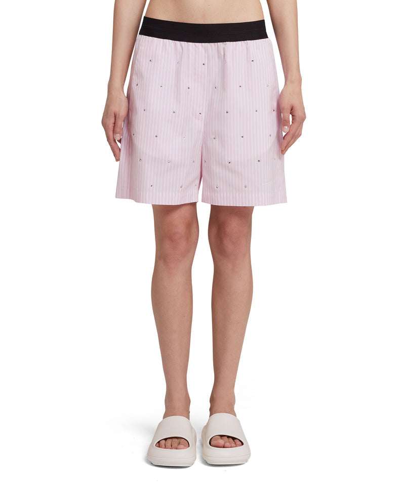 MSGM - Шорти - Rhinestone - Embellished Striped Shorts - Love|Labels