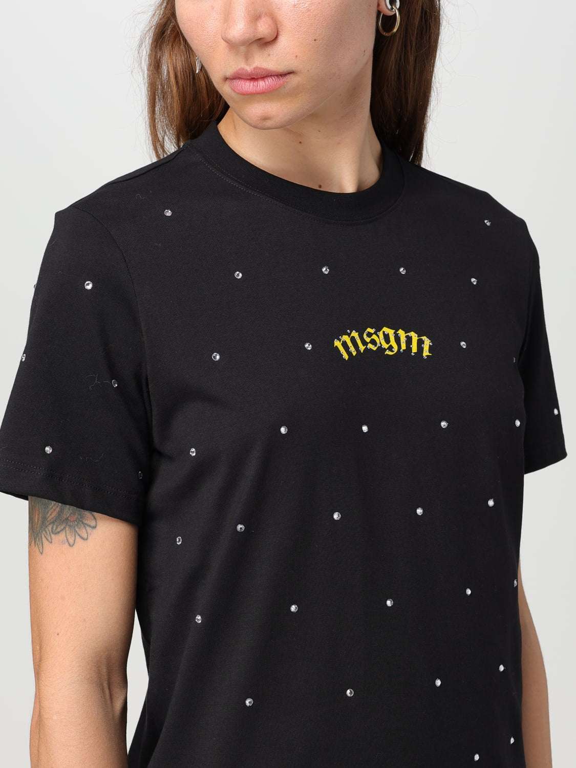 MSGM - Тениски - Rhinestone - Embellished T-shirt - Love|Labels