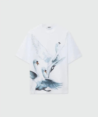 MSGM - Тениски - Swans Print T-Shirt - Love|Labels
