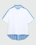 T-Shirt In Mix Of Fabrics