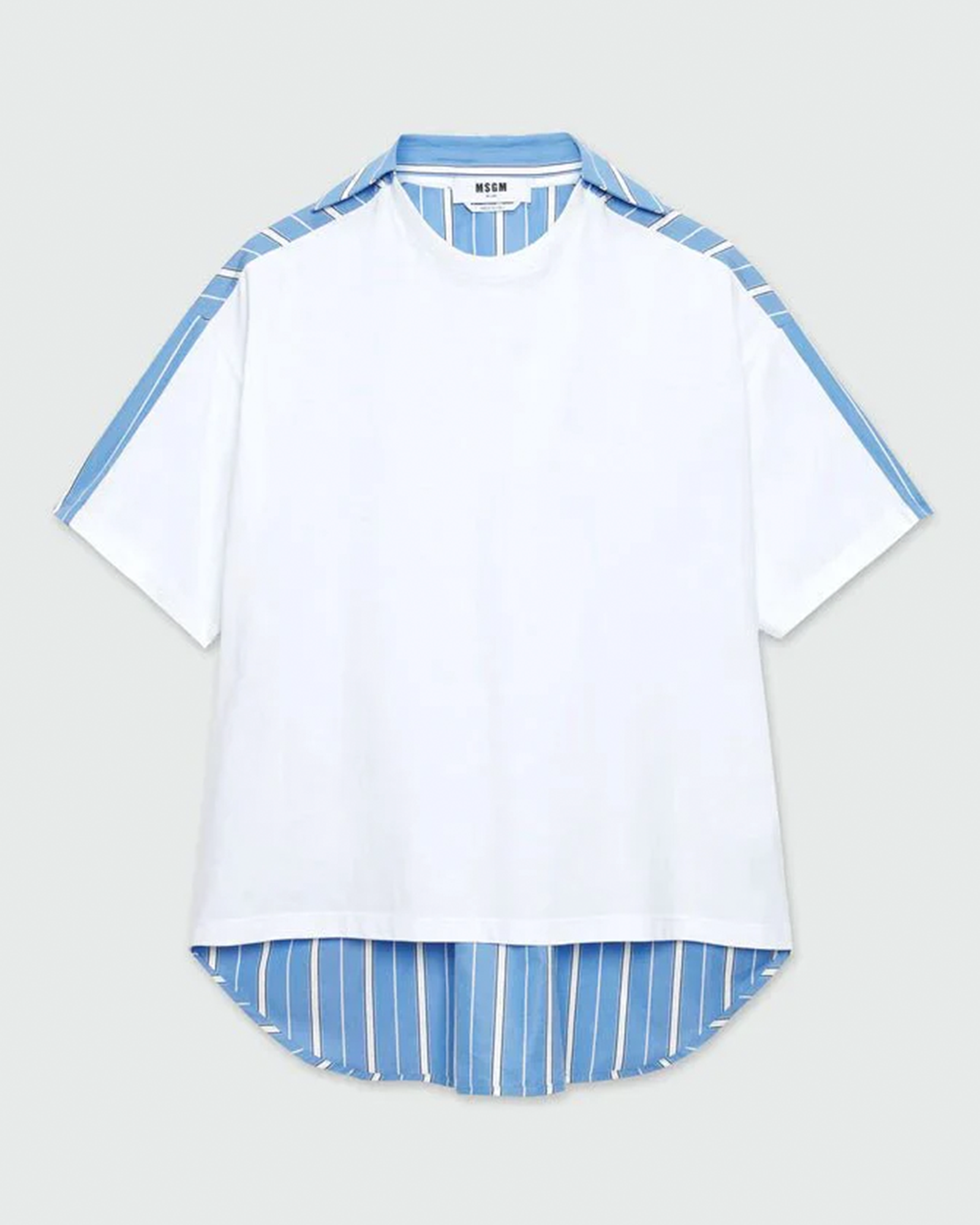 T-Shirt In Mix Of Fabrics