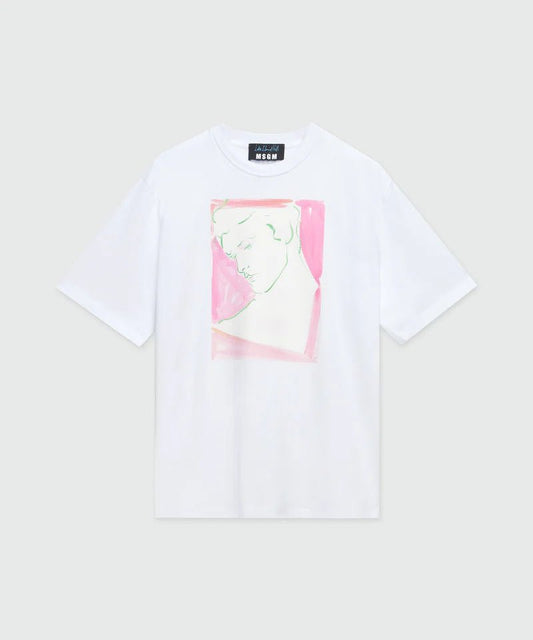 MSGM - Тениски - White Jersey T-Shirt - Love|Labels