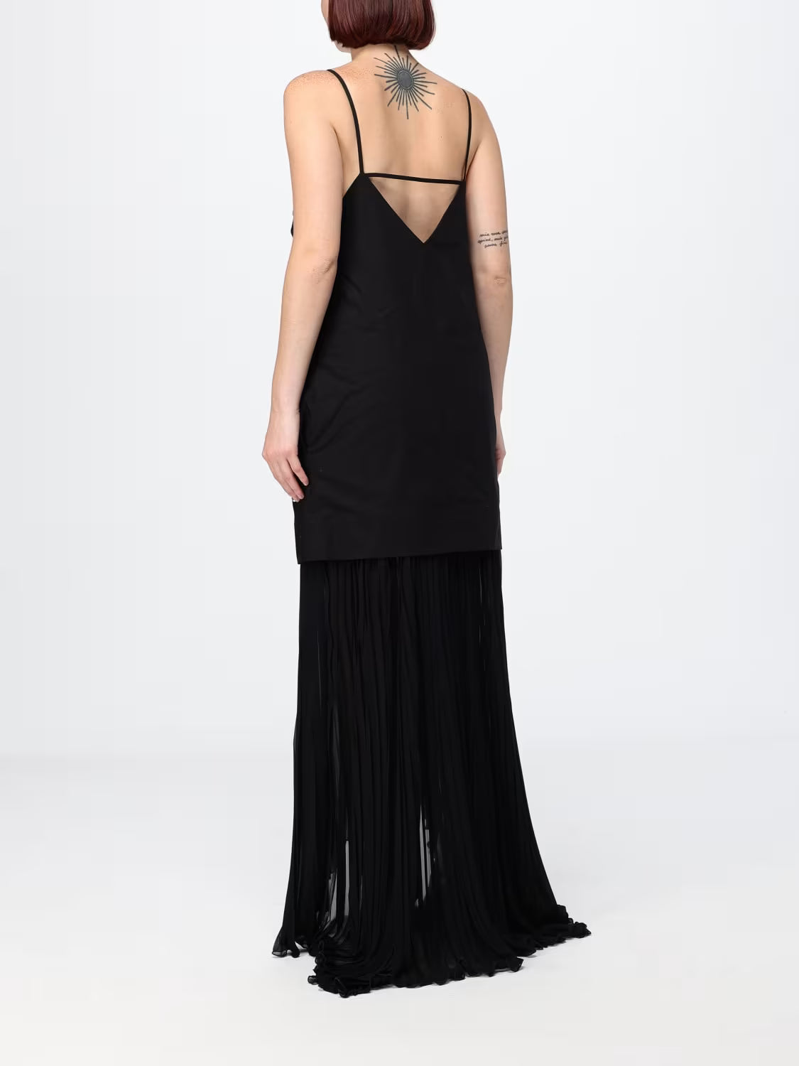 Black Popplin Midi Dress With Studs