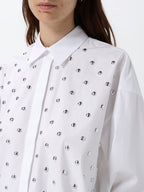 White Studded Cotton Poplin Shirt