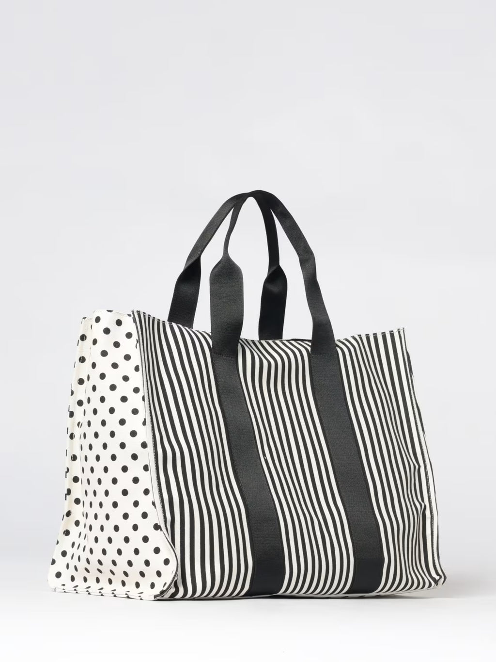 Horizontal Canvas Тote With Polka Dot Print