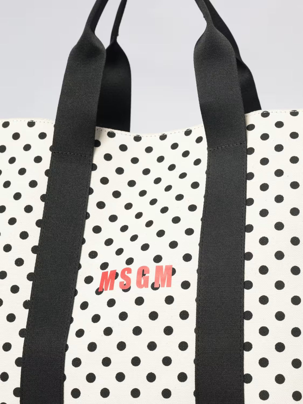 Horizontal Canvas Тote With Polka Dot Print