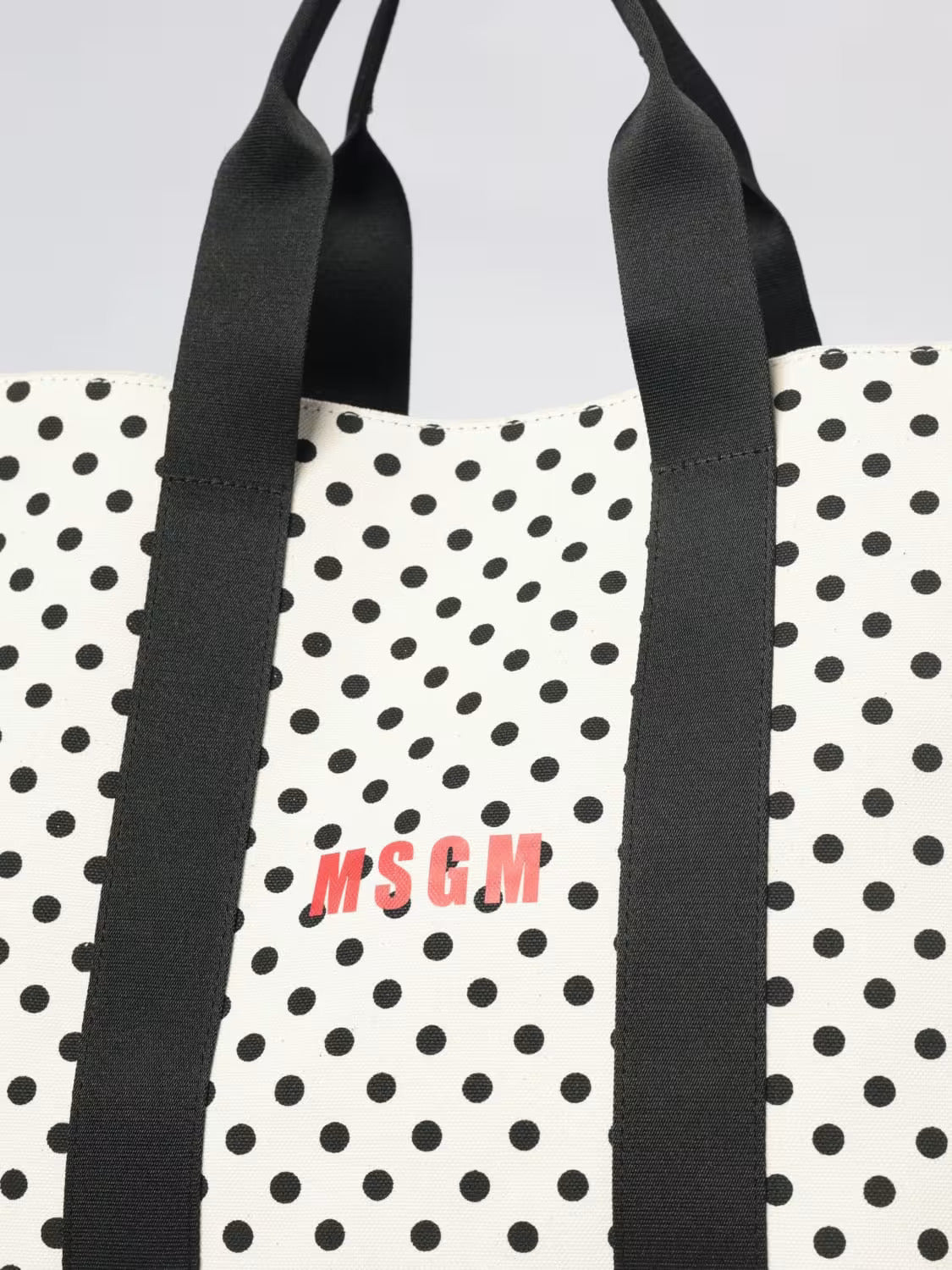 Horizontal Canvas Тote With Polka Dot Print