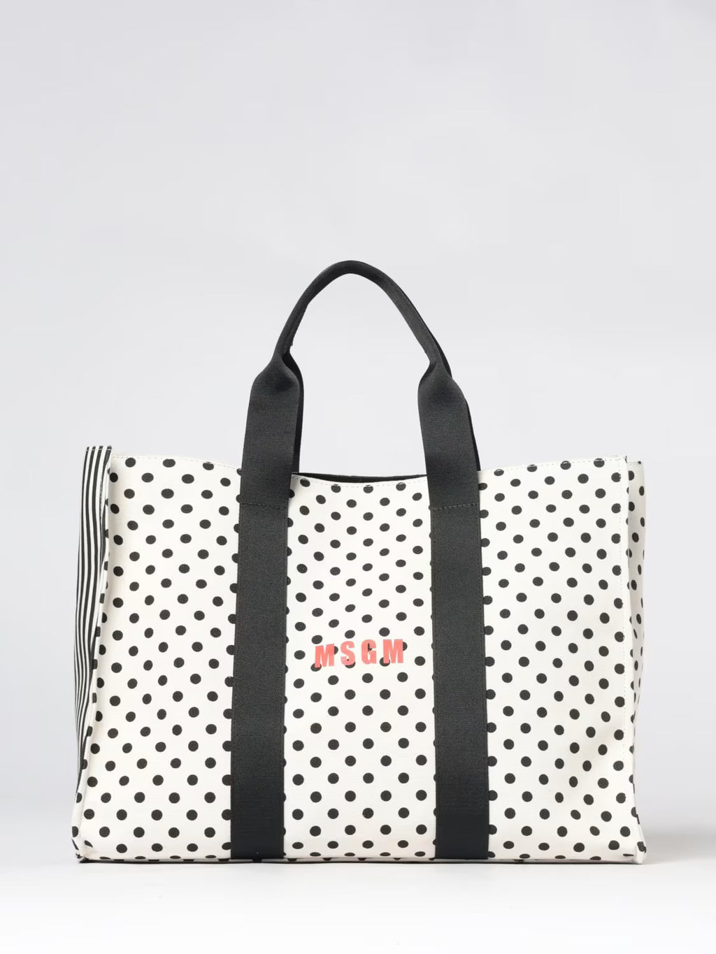 Horizontal Canvas Тote With Polka Dot Print