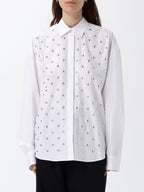 White Studded Cotton Poplin Shirt