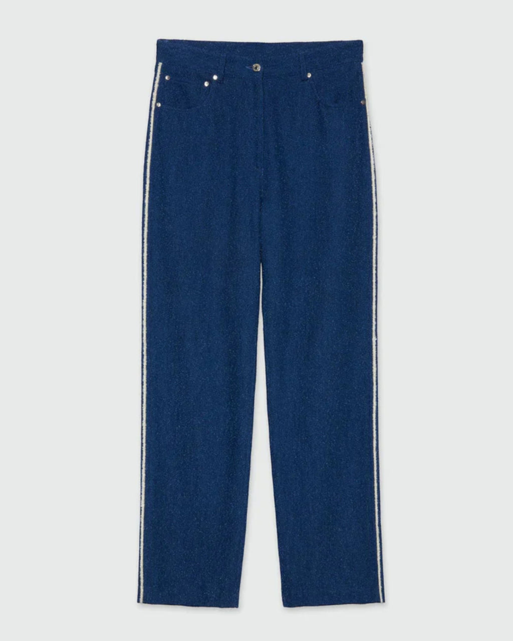 Blue Bouclé Denim Trousers