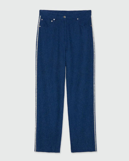 Blue Bouclé Denim Trousers