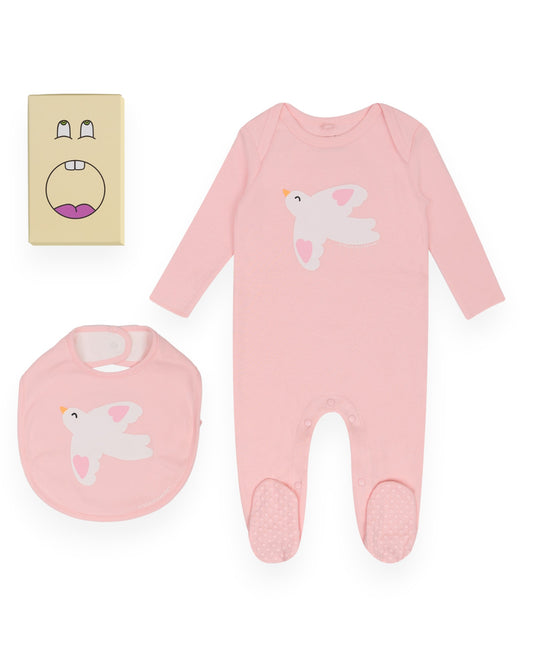 Baby Dove Bib & Romper Set