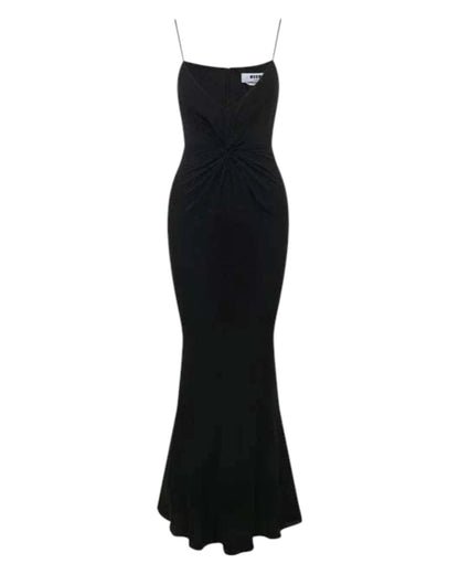 Black Draped Slip Dress