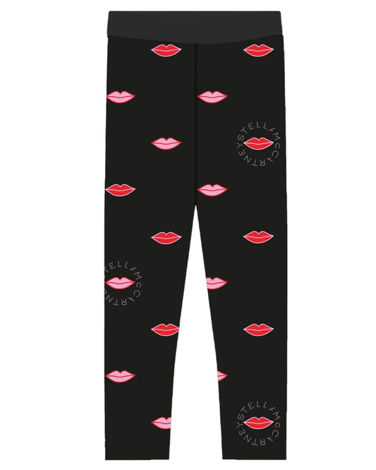 Girls Black Lips Leggings