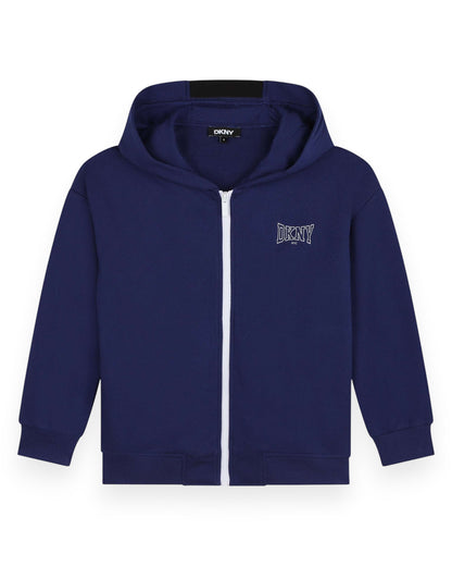 Blue Zip-Up Hooded Sweatshirt