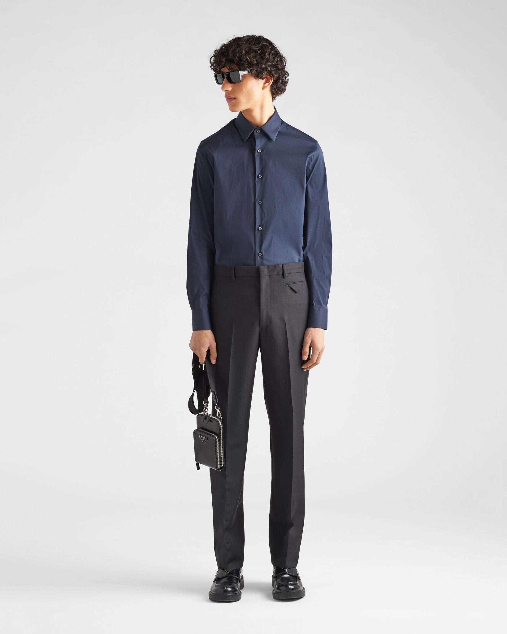 PRADA - Ризи - Navy Blue Poplin Shirt - Love|Labels