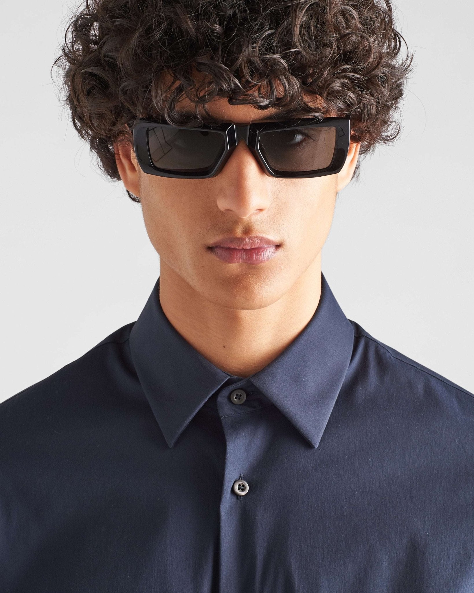 PRADA - Ризи - Navy Blue Poplin Shirt - Love|Labels