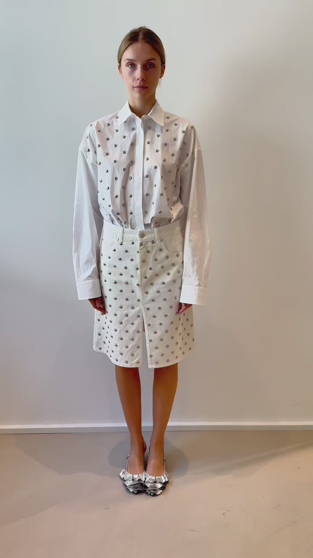 White Studded Skirt