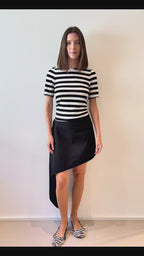 Black Cotton Poplin Mini Skirt With Asymmetrical Detail