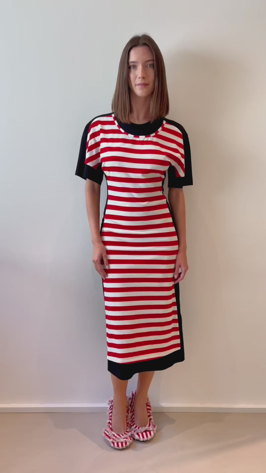 Red Striped Layered Dress