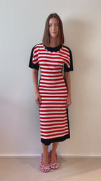 Red Striped Layered Dress