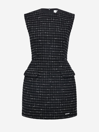 Black Mini Dress In Doubled Tweed