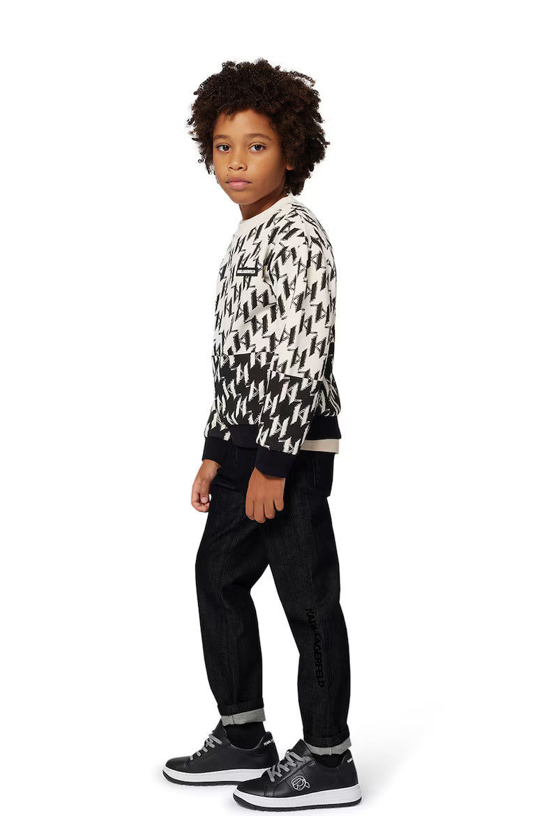 Black And White Fleece Sweatshirt