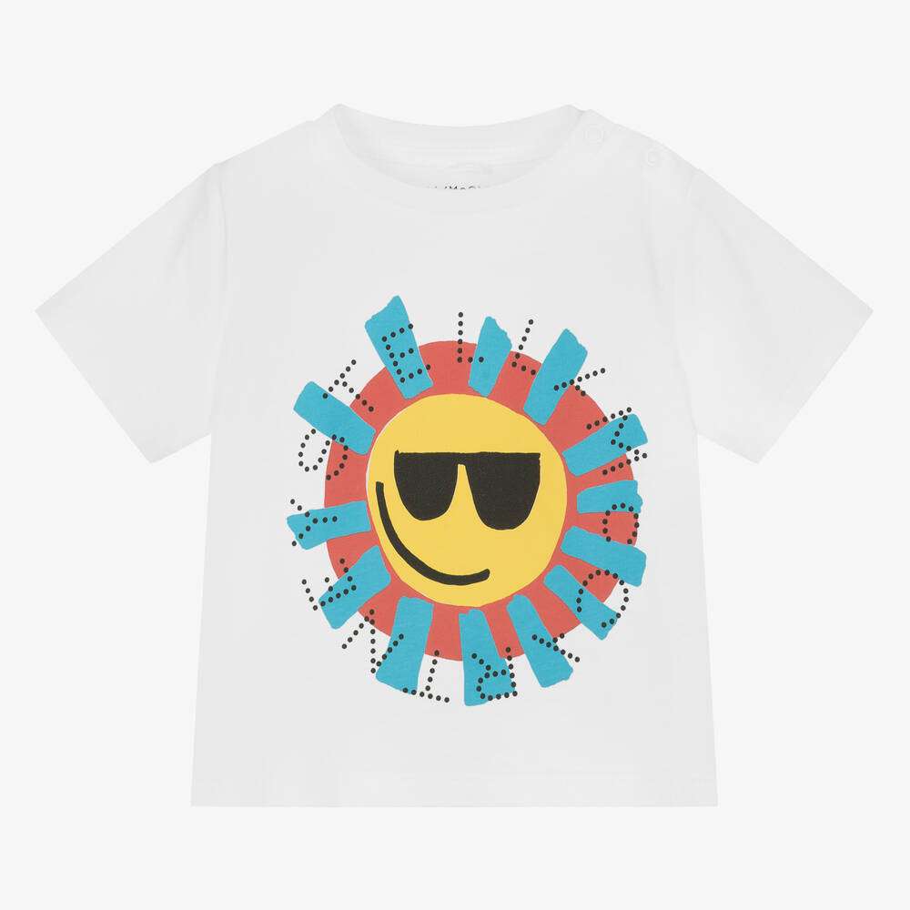 Stella McCARTNEY Kids - Тениски - Baby Boys White Sun Cotton T-Shirt - Love|Labels