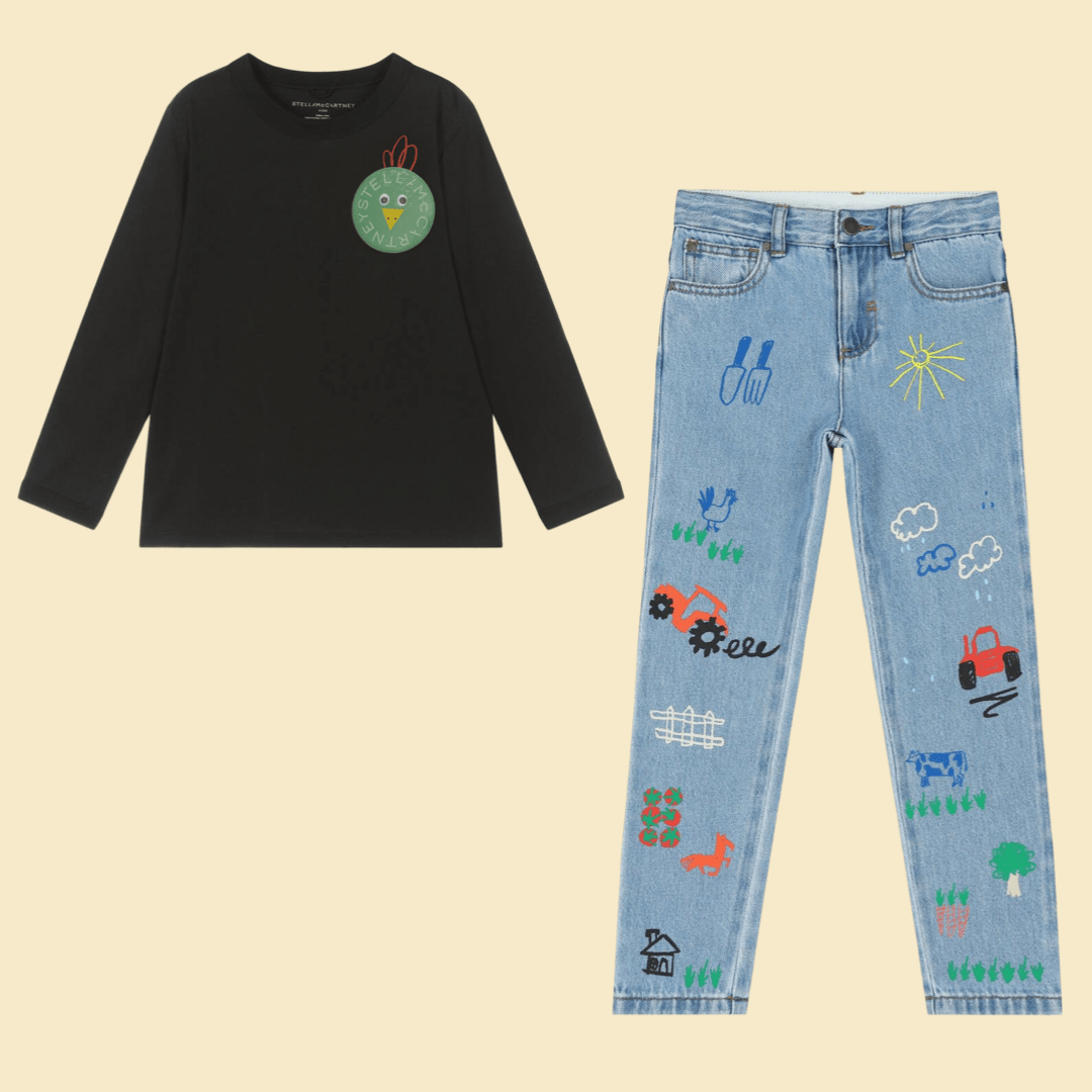 Stella McCARTNEY Kids - Блузи - Black Chicken Logo T-Shirt - Love|Labels