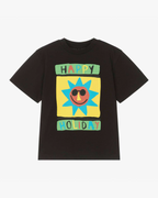 Black Cotton 'Happy Holiday' T-Shirt
