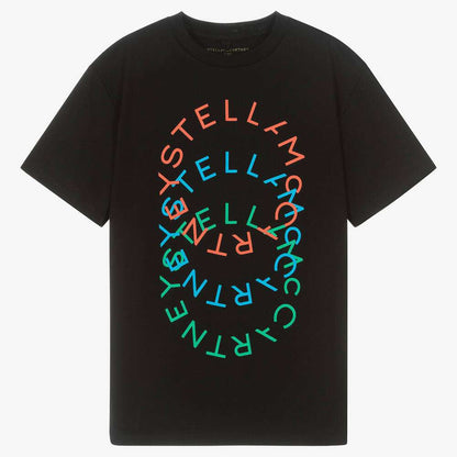 Stella McCARTNEY Kids - Тениски - Black Cotton Logo T-Shirt - Love|Labels