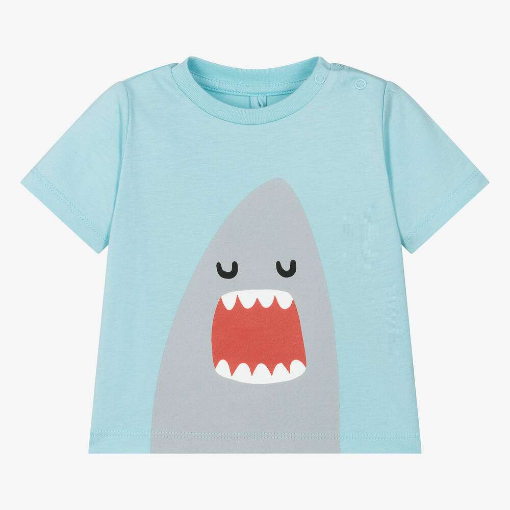 Stella McCARTNEY Kids - Тениски - Blue Shark Organic Cotton T-Shirt - Love|Labels