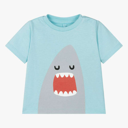 Stella McCARTNEY Kids - Тениски - Blue Shark Organic Cotton T-Shirt - Love|Labels
