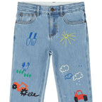 Stella McCARTNEY Kids - Панталони - Boys Blue Doodle Denim Jeans - Love|Labels