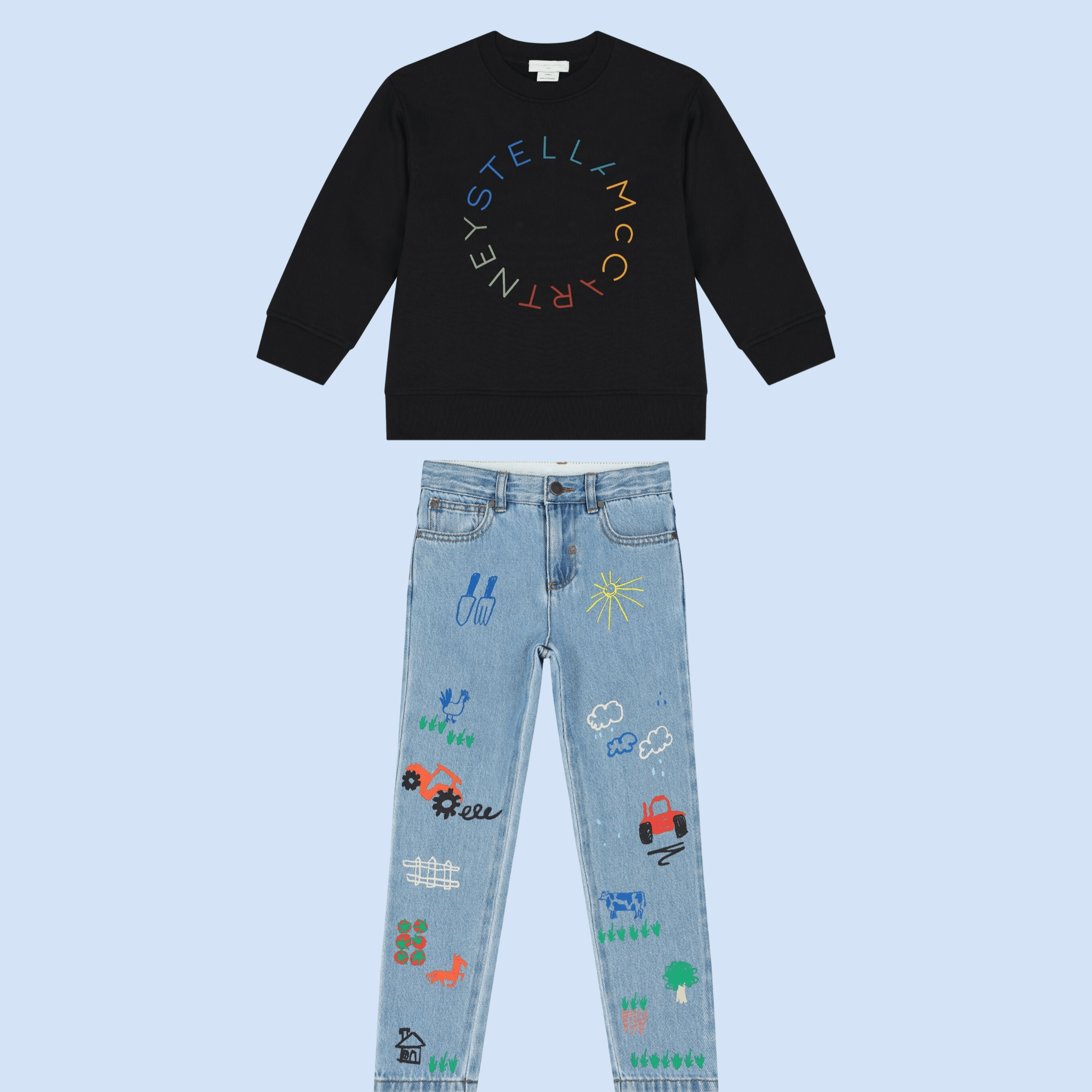 Stella McCARTNEY Kids - Панталони - Boys Blue Doodle Denim Jeans - Love|Labels