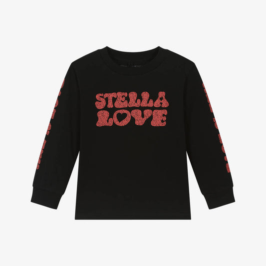 Girls Black Cotton Love Top