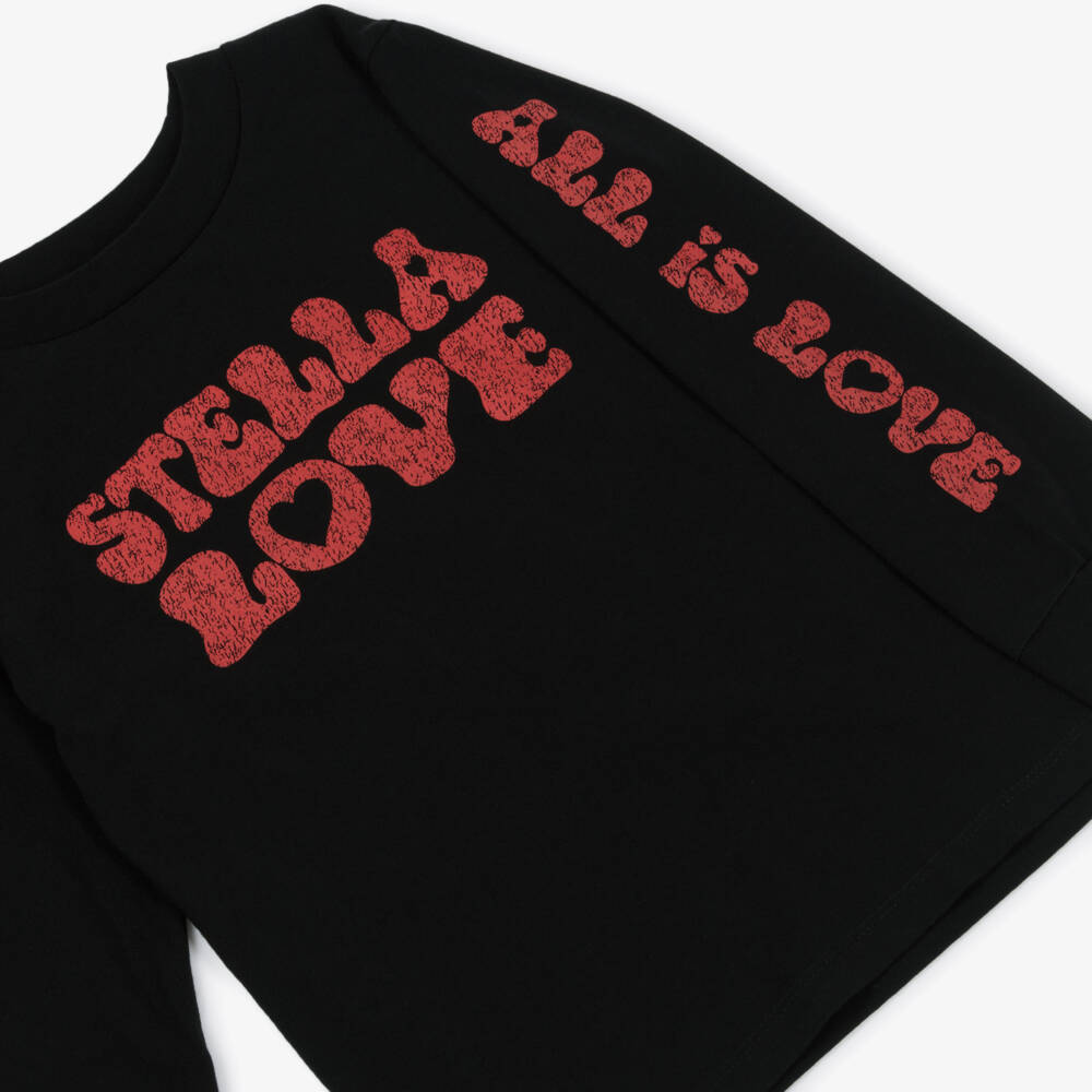Girls Black Cotton Love Top