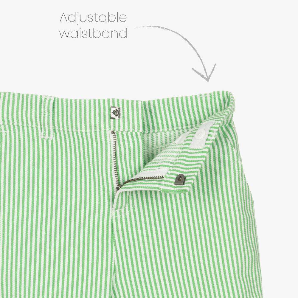 Stella McCARTNEY Kids - Шорти - Green & Ivory Stripe Cotton Shorts - Love|Labels