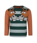 Stella McCARTNEY Kids - Блузи - Green Striped Horses T-Shirt - Love|Labels