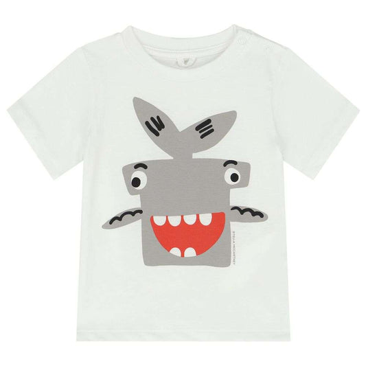 Stella McCARTNEY Kids - Тениски - Ivory Shark T-Shirt - Love|Labels