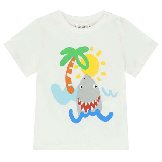 Stella McCARTNEY Kids - Тениски - Ivory Shark T-Shirt - Love|Labels