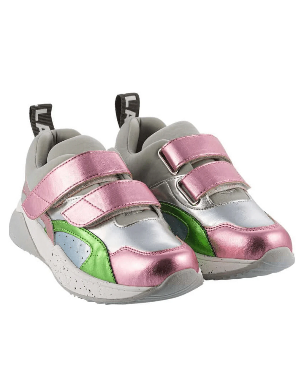 Pink Metallic Velcro Trainers