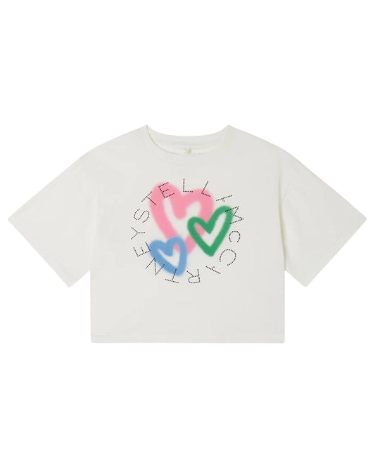 Stella McCARTNEY Kids - Тениски - Spray Hearts Logo T-Shirt - Love|Labels