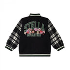 Black Bomber Jacket With Embroidery