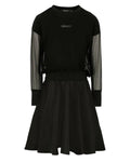 Bi-Material Girls Black Dress