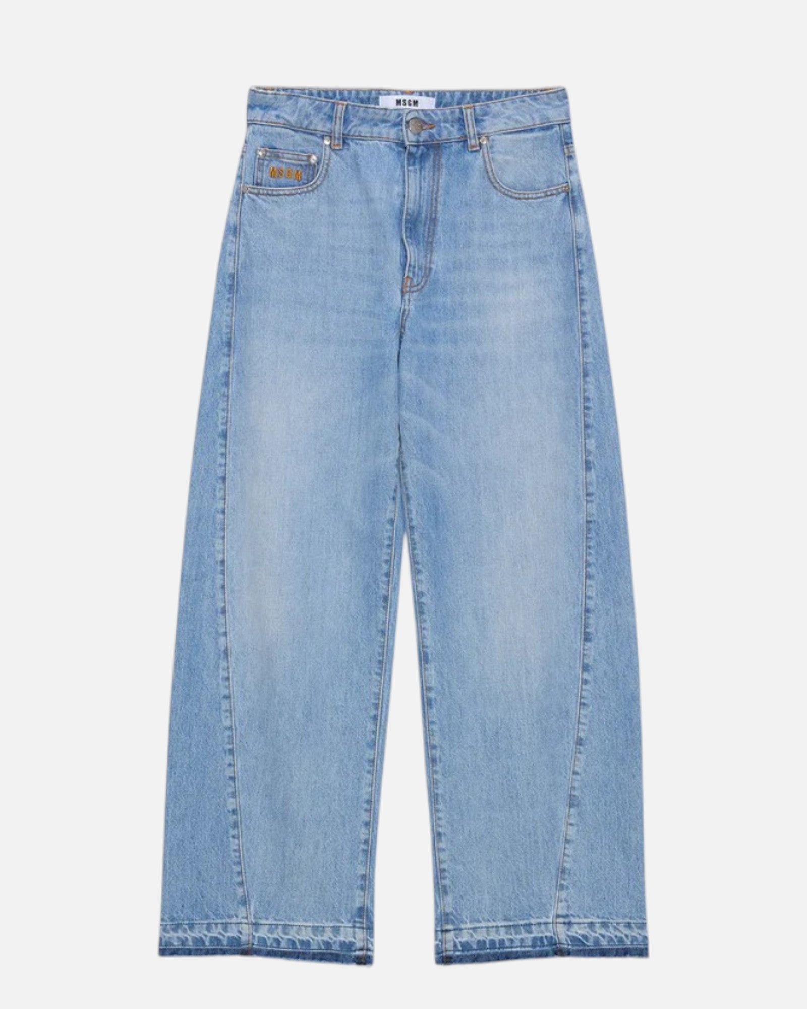 Light Stone-Washed Five-Pocket Denim Trousers