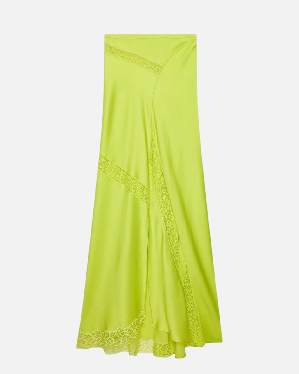 Lime Long Satin Skirt