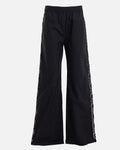 Lace Panel Cotton Wide-Leg Pants