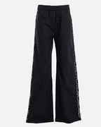 Lace Panel Cotton Wide-Leg Pants