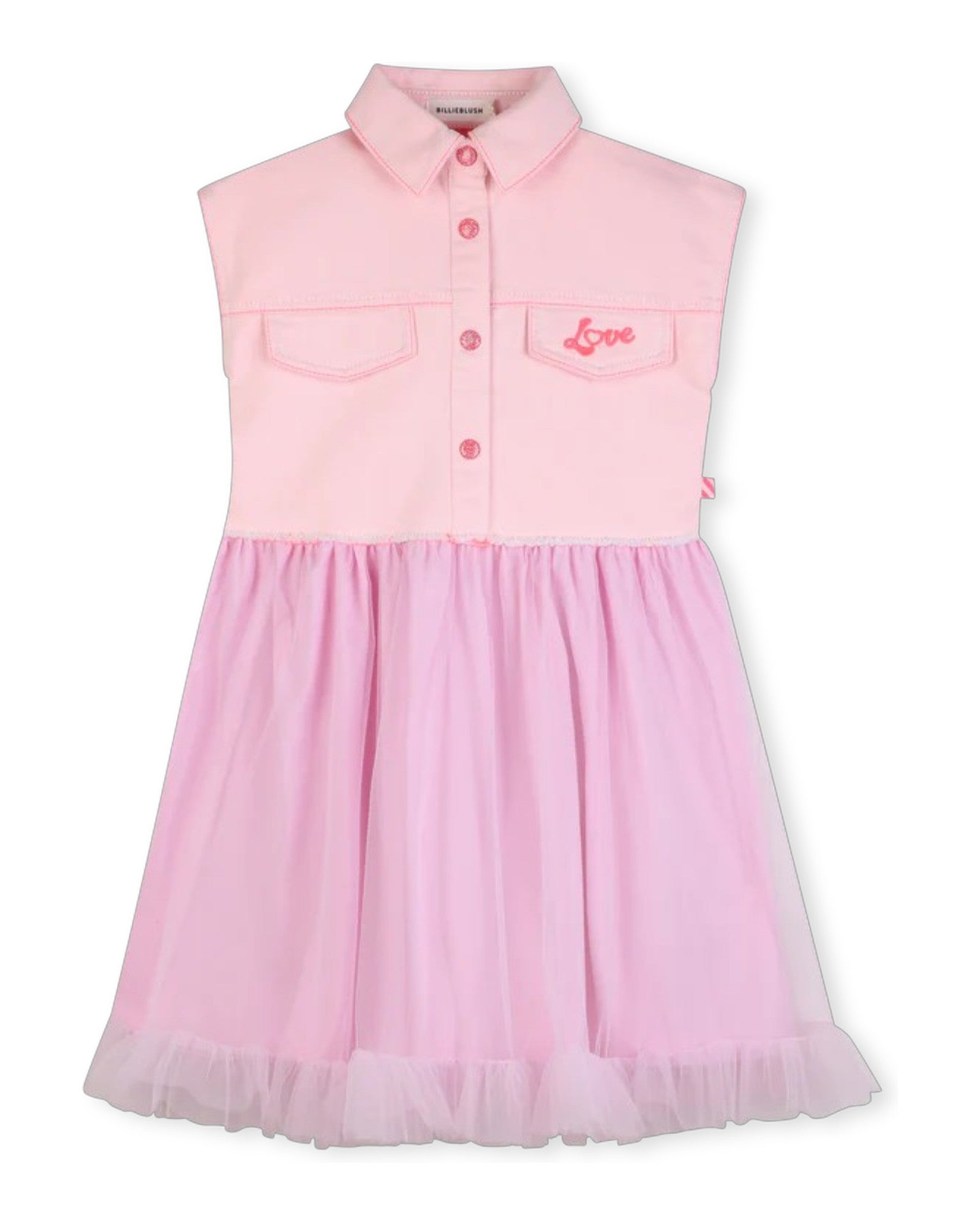 Bi-Material Pink Dress